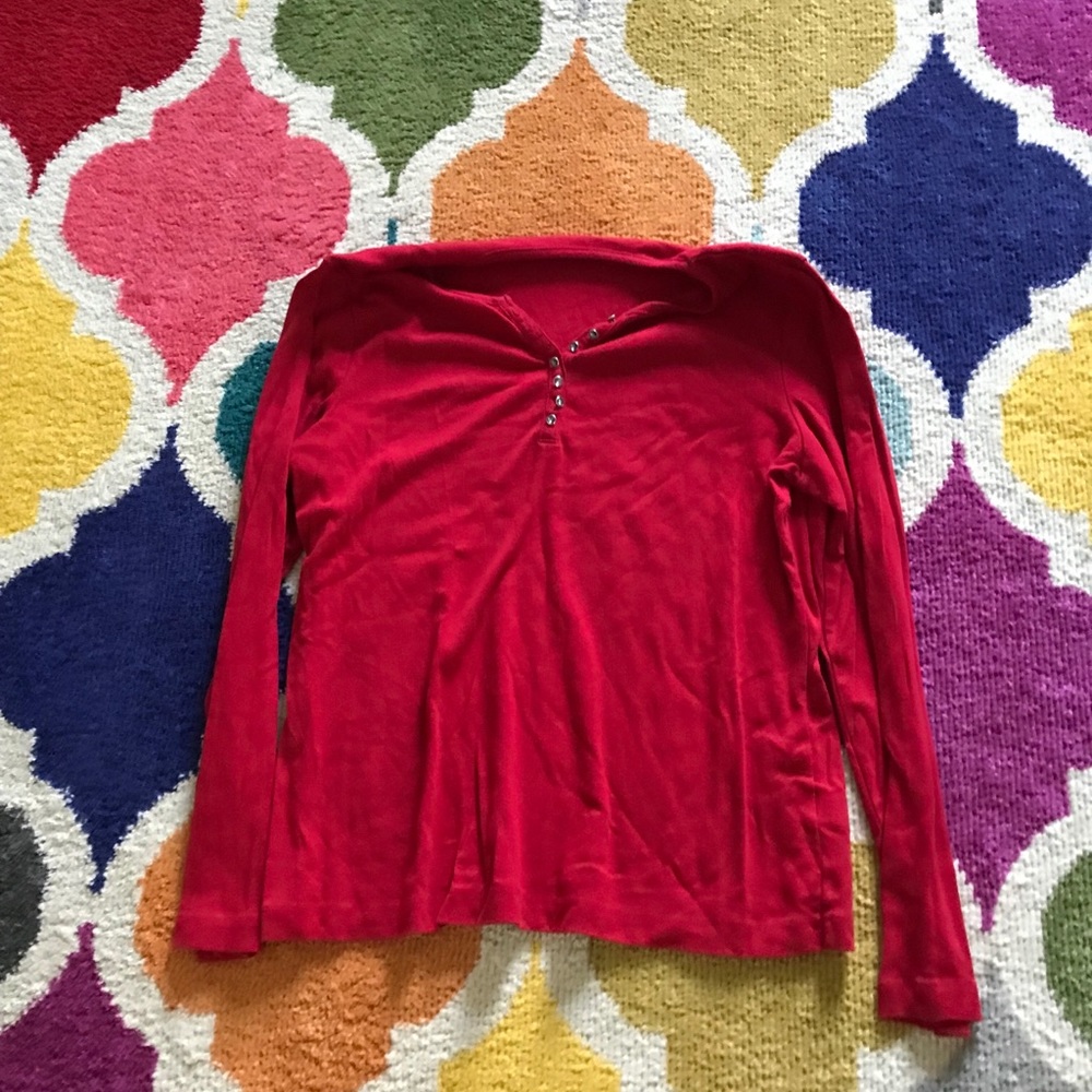 Croft n borrow red long sleeve shirt with rhinesto